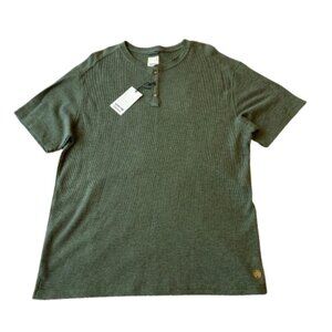 Solaris Outdoors Waffle Knit Henley Shirt Men's XL Green Heather NWT